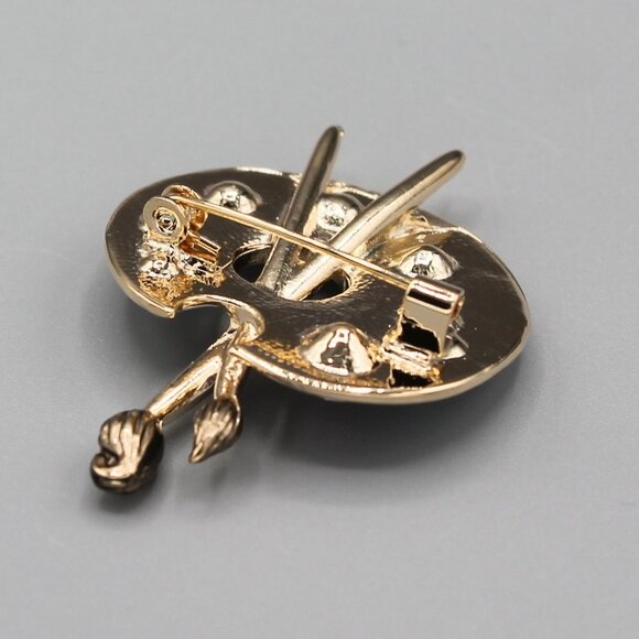 Artist palette pin brooch necklace pendant jewelry fashion new white gold tone - Picture 11 of 12